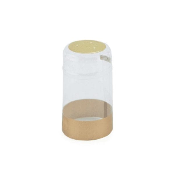 Shrink Caps Transparent w/ Gold 100 /Pack