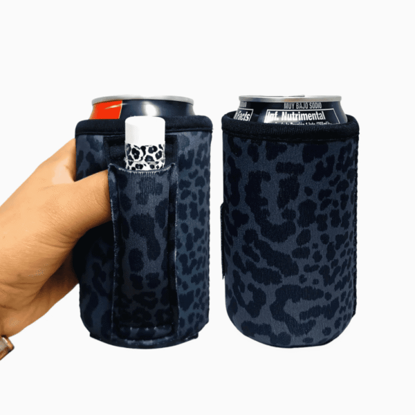 Drink Handlers Black Leopard 12oz Stubby Can Handlers