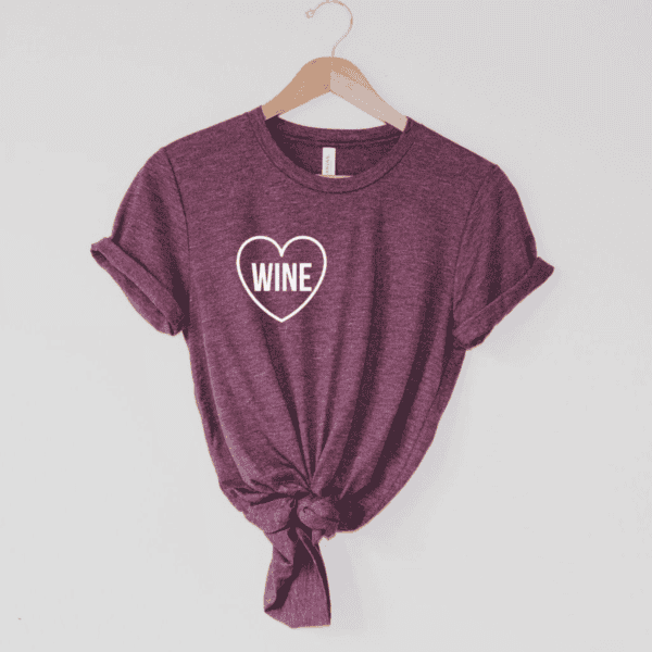 Wine & Heart Graphic T Shirt Mauve Large X Large