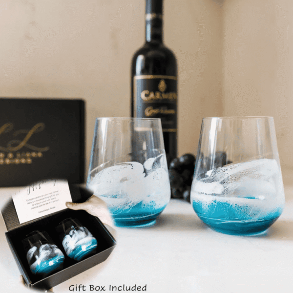 Resin Coated Entertaining Glasses Ocean Vibes- Lynn & Liana Designs