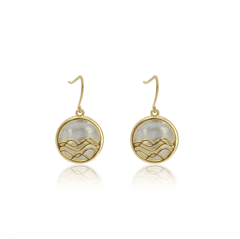 Mother of Pearl - Little High Tide Circle Earrings Gold