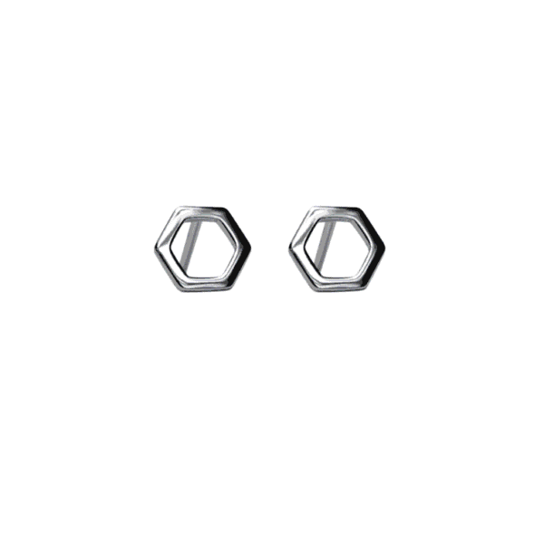 Melita- Hexagon Stud Earrings Silver- Joie Designs