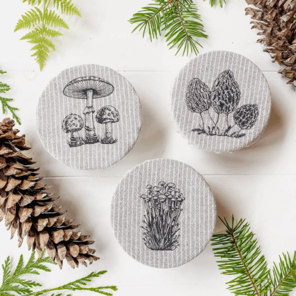 Mushroom Bowl Cover Set of 3 – Mini 5” | Reusable Organic Cotton Food Covers