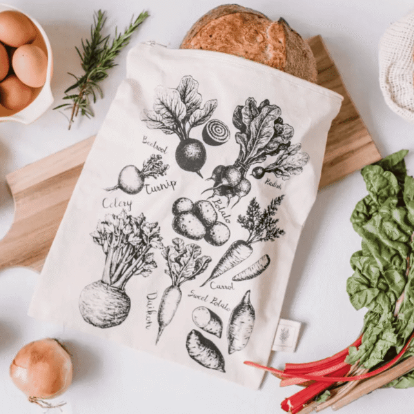 Reusable Root Vegetable Zipper Bag – Large Organic Cotton Storage Bag