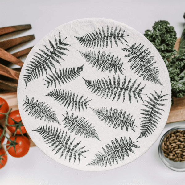 Fabric Bowl Cover Fern XL 12.5” – Organic Cotton | Sustainable Kitchen Wrap