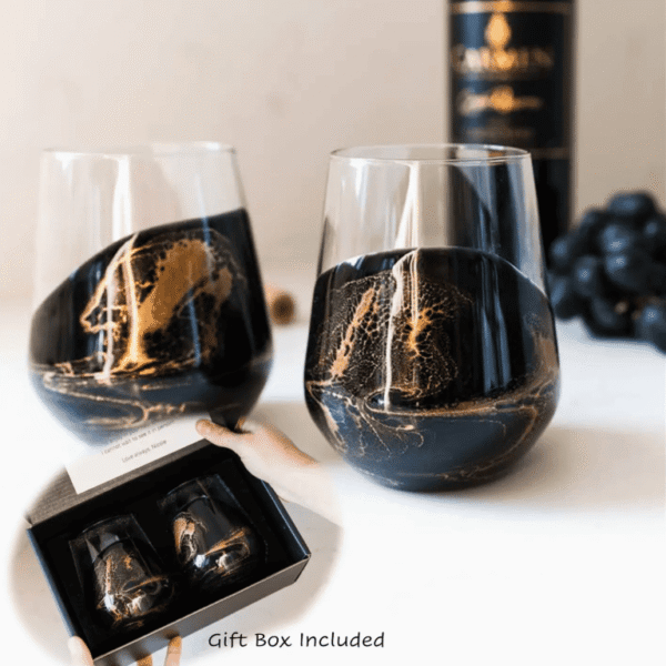 Resin Coated Entertaining Glasses Black Amber- Lynn & Liana Designs