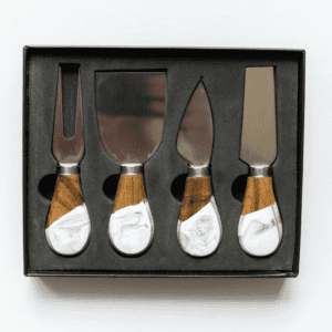 Resin Coated Cheese Knife Set Gold Quartz- Lynn & Liana Designs