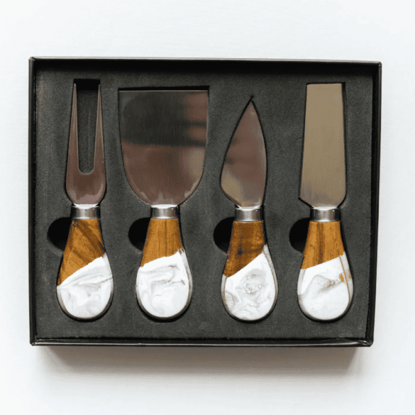 Resin Coated Cheese Knife Set Gold Quartz- Lynn & Liana Designs