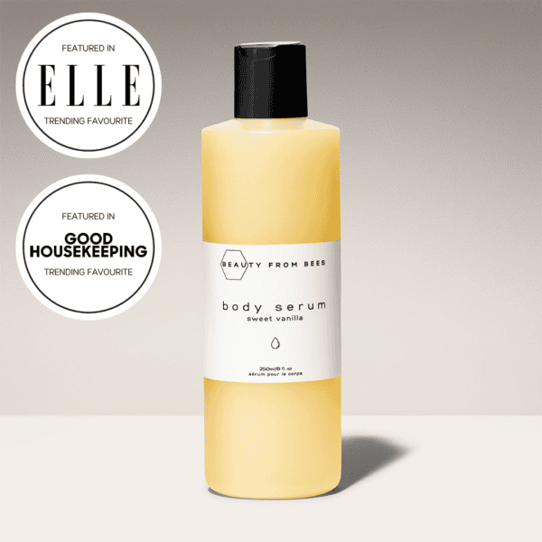 Beauty From Bees unscented waterless body serum bottle