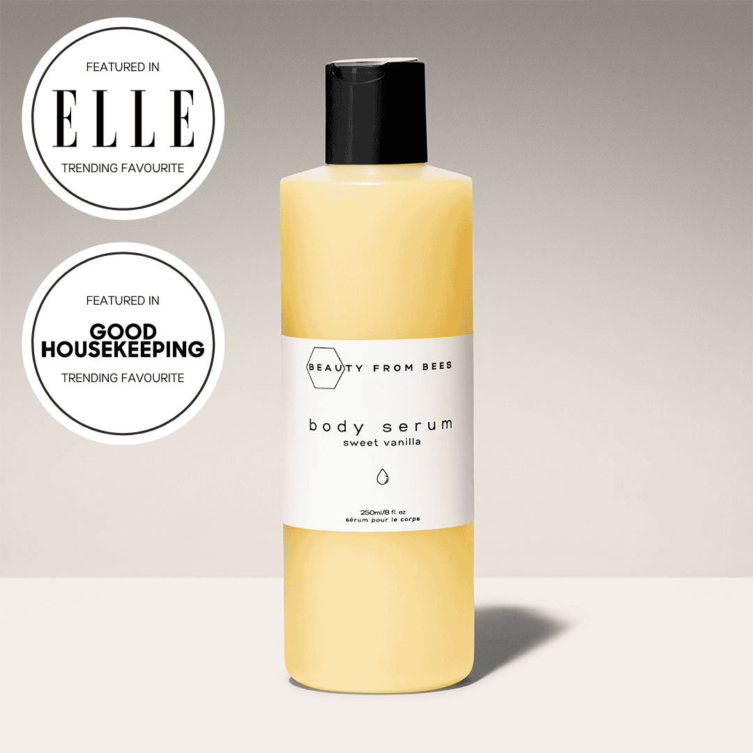 Beauty From Bees unscented waterless body serum bottle