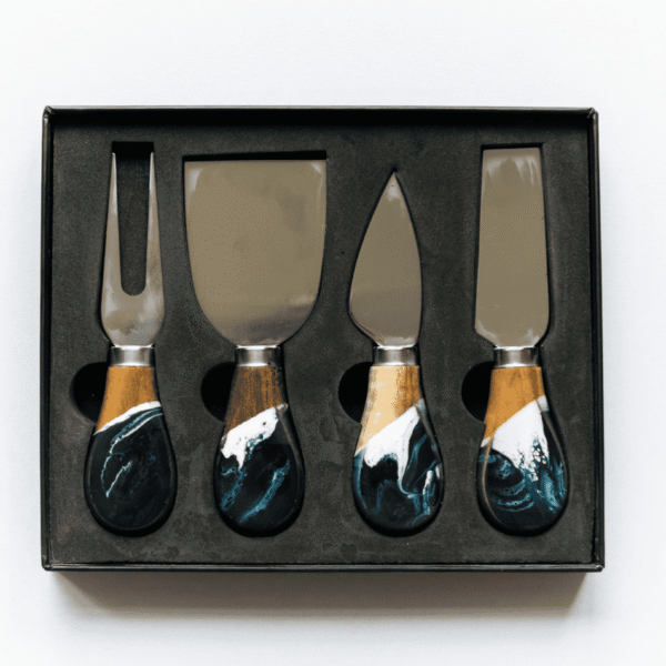 Resin Coated Cheese Knife Set Navy Metallic