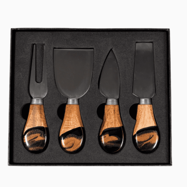 Resin Coated Cheese Knife Set Black Amber- Lynn & Liana Designs